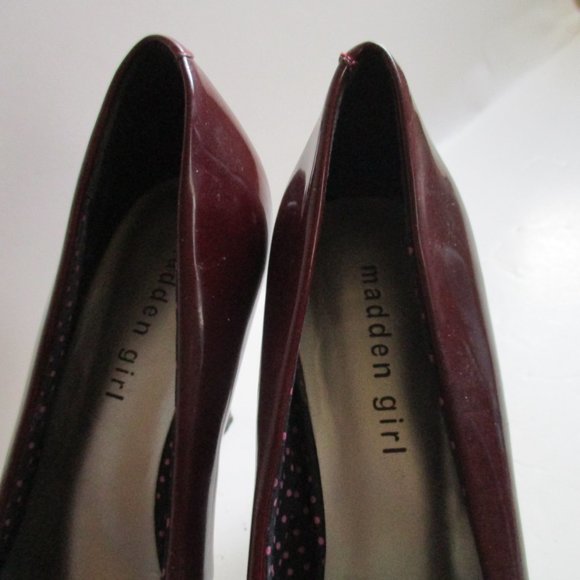 *Madden Girl Burgundy Patent Getta Squared Boxed Toe Pumps - Picture 3 of 9